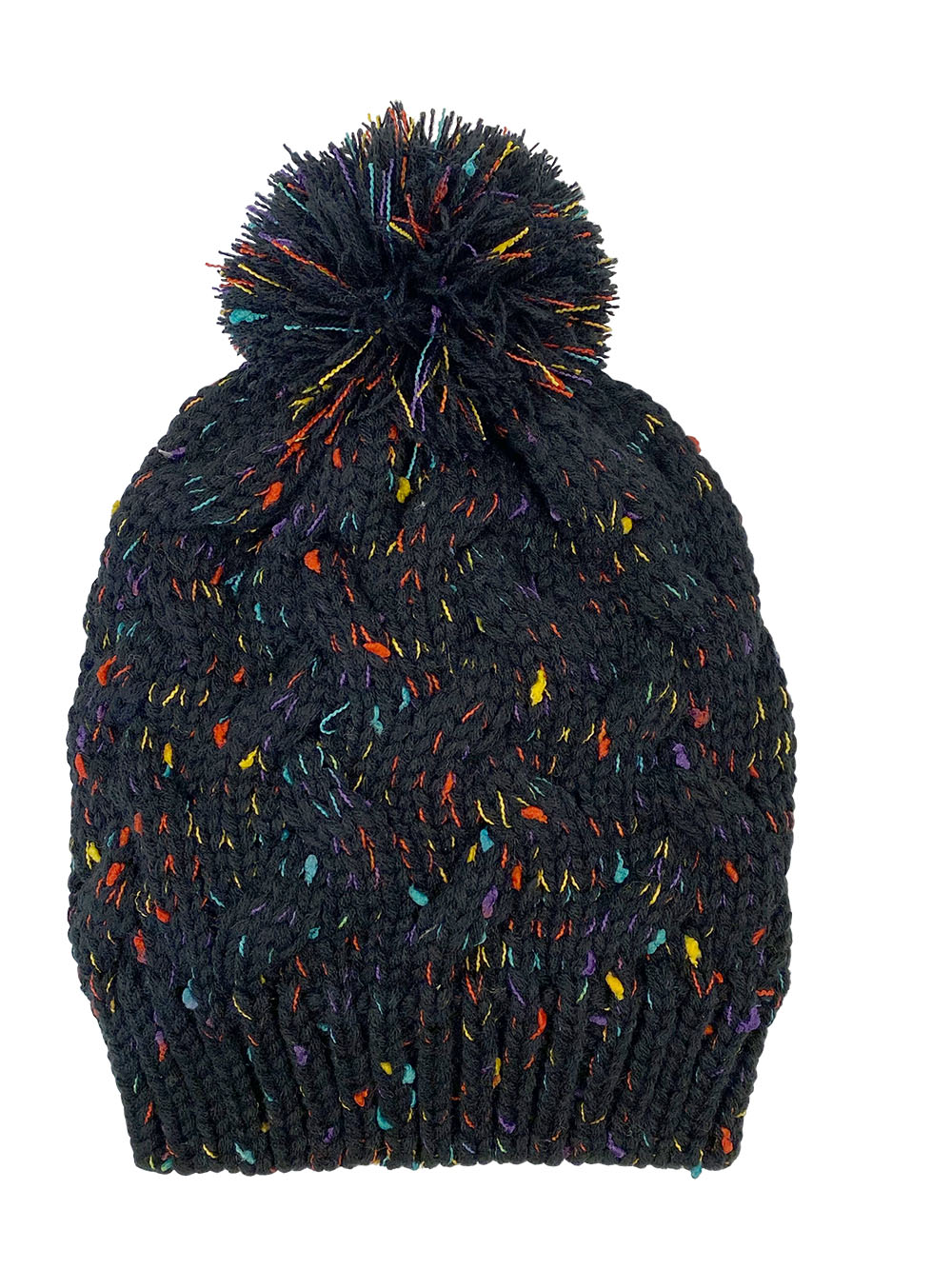 Bunny Hill Kids Speckled Cable Knit Beanie, Black - Winter Hats